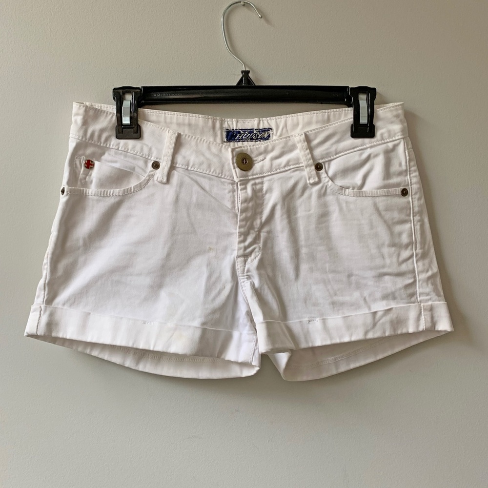 Hudson White Cotton Cuffed Short
